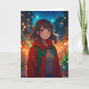 Wünschen Sie sich ein Weihnachtsanime-Pun Karte