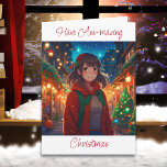 Wünschen Sie sich ein Weihnachtsanime-Pun Karte<br><div class="desc">Hübsches Anime-Mädchen an einem Wintertag Weihnachtskarte.</div>