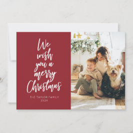 Wünschen Sie sich eine frohe Weihnachts-Rote Foto- Feiertagskarte