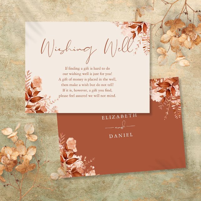 Wünschenswert Herbst Rustikale Blumenhochzeit Begleitkarte (Wishing Well Autumn Fall Rustic Floral Wedding Enclosure Card)