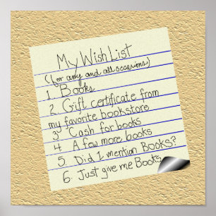 Wunschliste für Buchliebhaber Poster