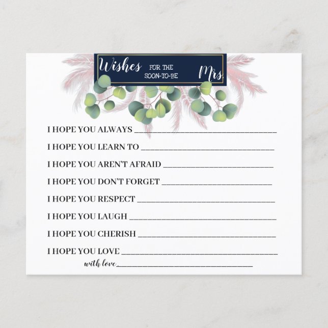 wünscht bald Frau Pampas Grass Shower Card zu werd Flyer (Vorne)