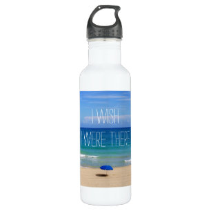 Wünscht, ich wäre da - Blue Beach Umbrella Edelstahlflasche