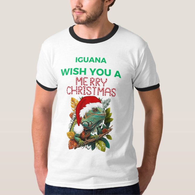 WÜNSCHT IHNEN EINE IGUANA MERRY CHRISTMAS T-Shirt (Vorderseite)