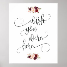 wünschten, Sie wären hier Gedenktafel der Hochzeit Poster