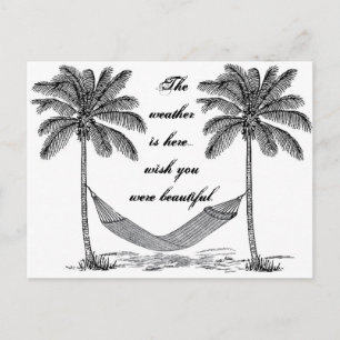 Wünschtest du wärst eine schöne Vintage-Palmenbaum Postkarte