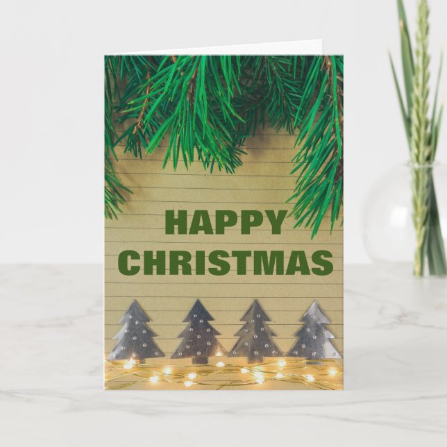 Wunschurlaub dekorativer Weihnachtsbaum Feiertagskarte (Vorderseite)