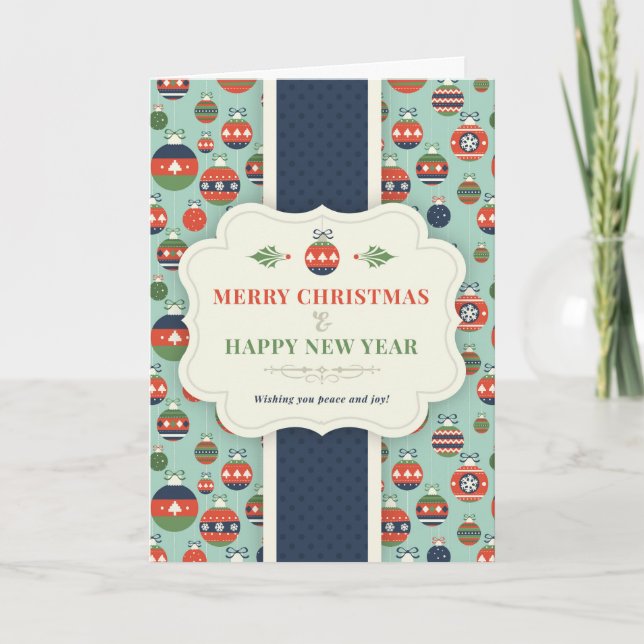 Wunschurlaub dekorativer Weihnachtsbaum Feiertagskarte (Vorderseite)