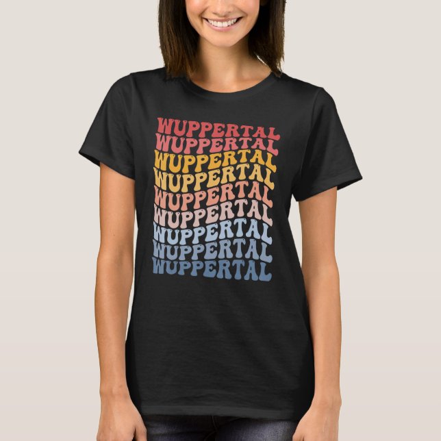 Wuppertal City Groovy Retro T-Shirt (Vorderseite)
