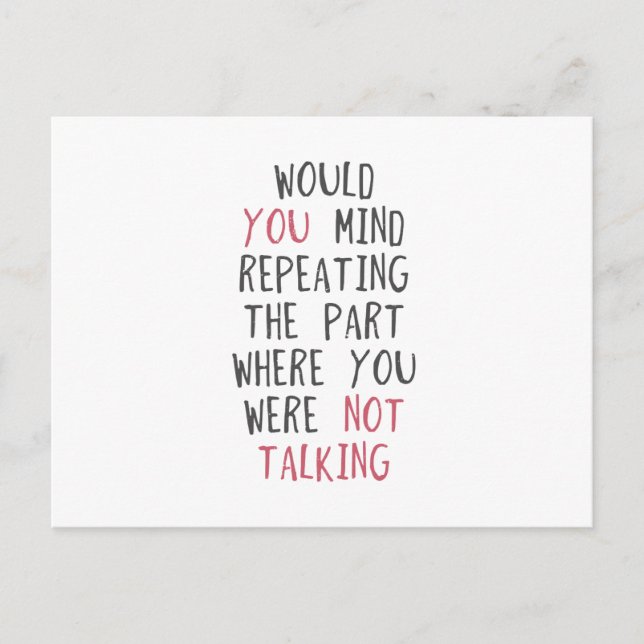 Würde es Ihnen etwas ausmachen, den Teil zu wieder Postkarte (Vorderseite)