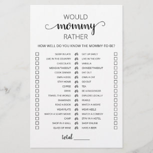 Würde Mami Eher Baby Shower Spiel