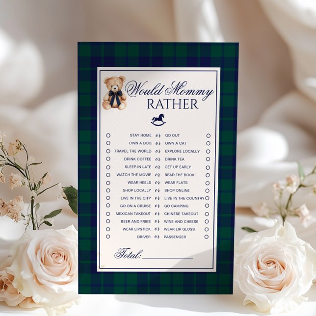 Würde Mami eher Teddybär Navy Karo Spiel (Von Creator hochgeladen)