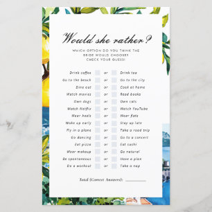 Würde sie eher Amalfi Lemon Brautparty Game