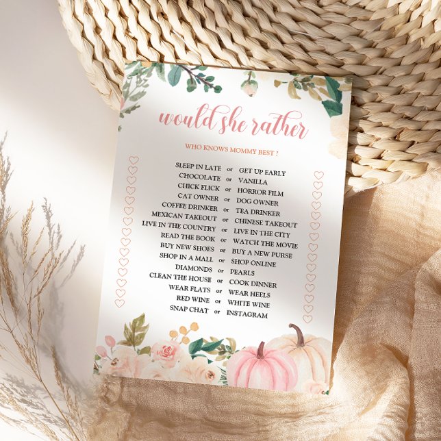Würde sie eher Autumn Baby Shower Game Card Einladung (Von Creator hochgeladen)
