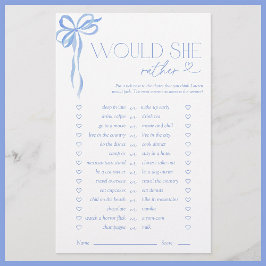 Würde sie eher Blue Bow Brautparty Game