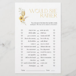 Würde sie eher Boho Sonnenblumen Brautparty Game