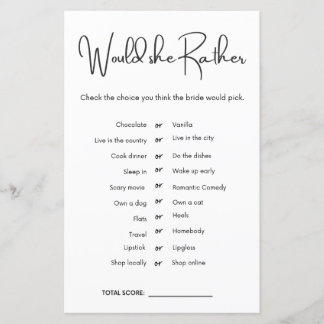 Würde sie eher Brautparty Game