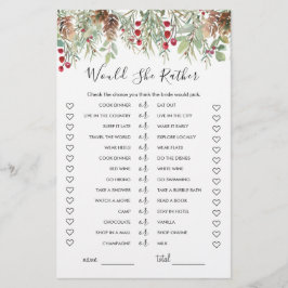 Würde sie eher Brautparty spielen, Winterkiefer?