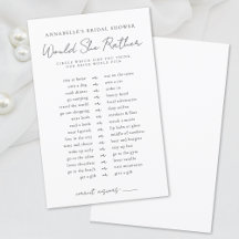 Würde sie eher Bridge Brautparty Game