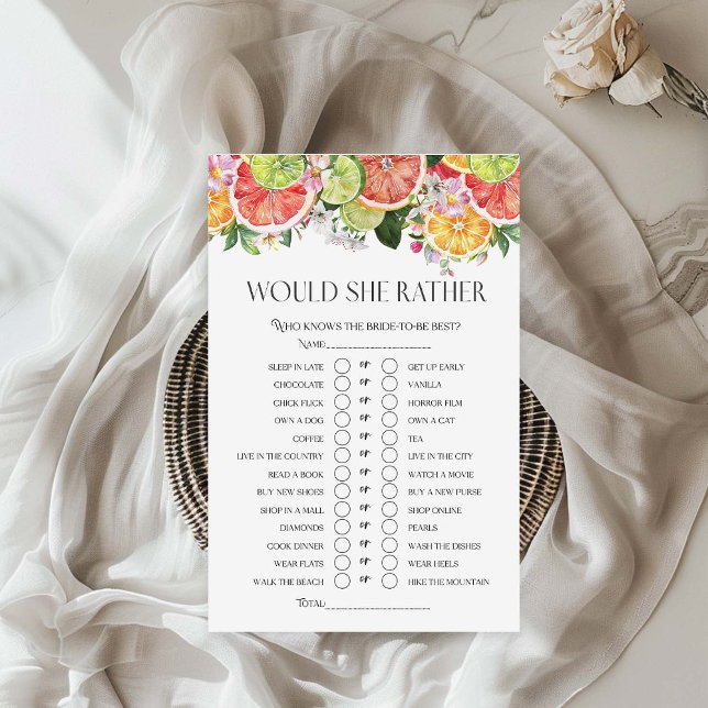 Würde sie eher Citrus Summer Brautparty Game (Von Creator hochgeladen)