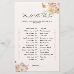 Würde sie eher Florales Brautparty-Spiel 
