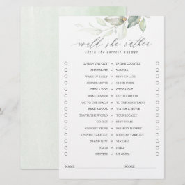 Würde sie eher Greenery Blätter Bridal Game