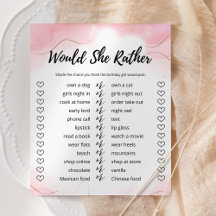 Würde sie eher Rose Gold Party Game Card