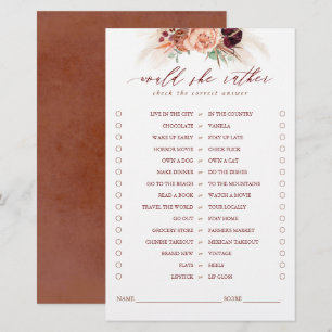 Würde sie eher Terracotta Floral Bridal Game