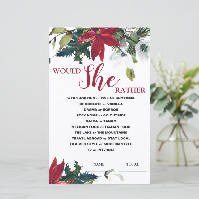 Würde sie eher Weihnachten Poinsettia Bridal Spiel (Stehend Vorderseite)