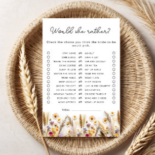 Würde sie eher Wildblume Brautparty Game