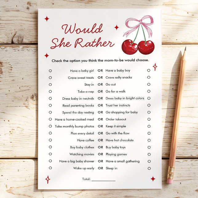 Würde sie lieber Cherry Bow Baby Shower Spiel (Von Creator hochgeladen)