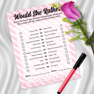 Würde sie lieber? Cocktail Pink Geburtstagsspiel