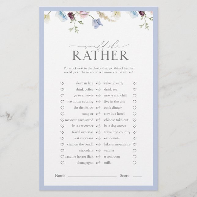 Würde sie lieber duftendes blaues Wildblume Duschs (Vorderseite)