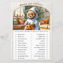 Würde sie lieber Halloween-Baby-Shower-Spiel