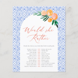 Würde sie lieber Orange Spritz Brautparty Game