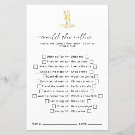 Würde sie lieber Perlen Prosecco Brautparty