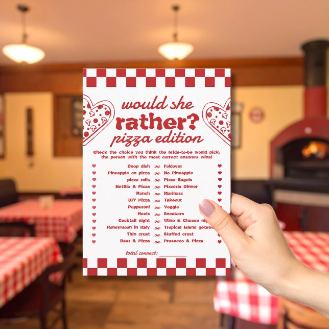 Würde sie lieber Pizza Bachelorette-Spielkarte Einladung (Von Creator hochgeladen)