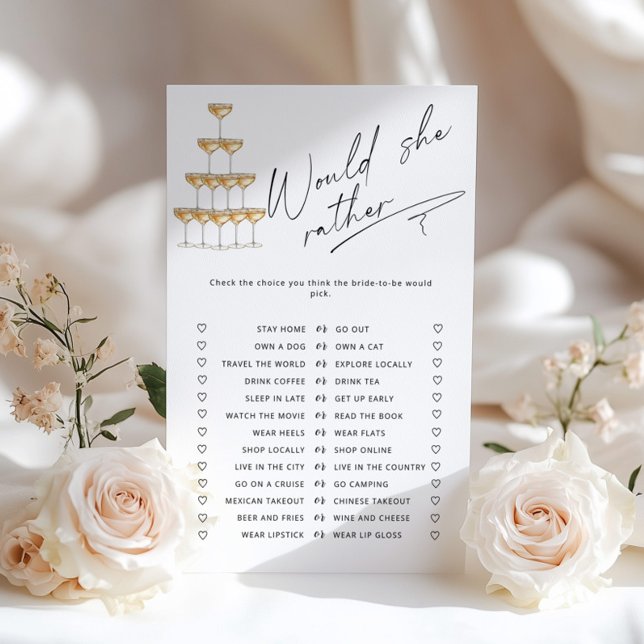 Würde sie lieber Prosecco-Brautparty-Spiel (Von Creator hochgeladen)