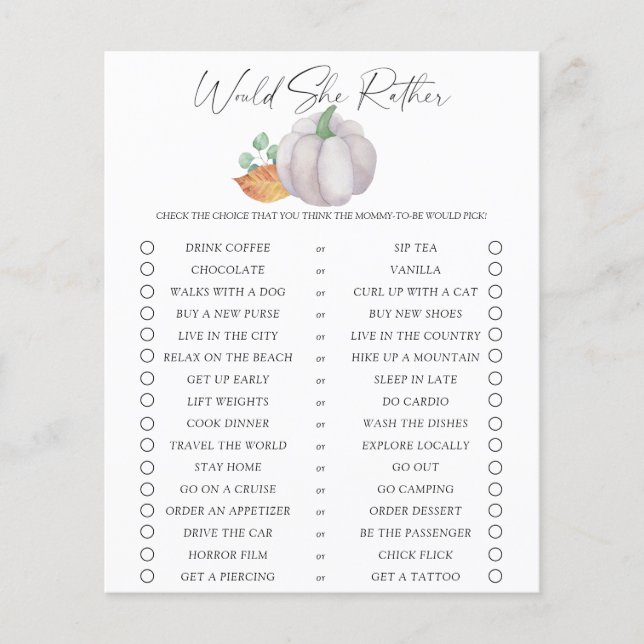 Würde sie lieber Wild - weißer Kürbis - (Vorderseite)