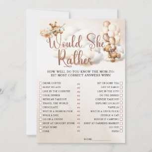 WÜRDE SIE RATHER Baby Shower Game Niedlich Bear in Einladung