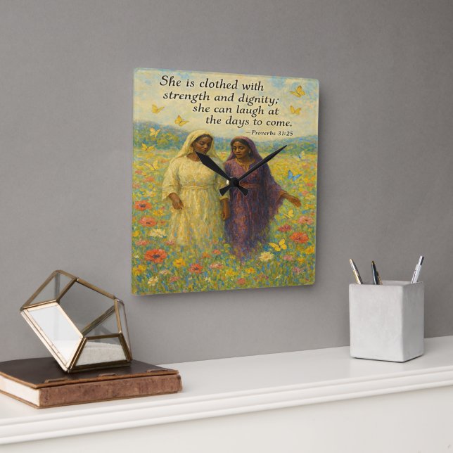 Würde und Festigkeit Decorative Wall Clock Quadratische Wanduhr (Büro)