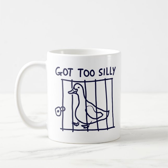 "Wurde zu albern" Ente im Käfig Becher Kaffeetasse (Links)