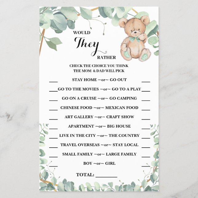 Würden sie eher eine Green-Energy-Dusche-Spielkart Flyer (Vorne)