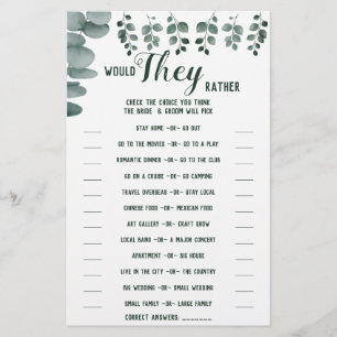 Würden sie eher Eukalyptus-Duschspielkarte Flyer