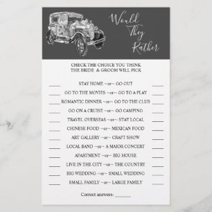 Würden Sie lieber Hochzeitsauto-Spielkarten für di Flyer