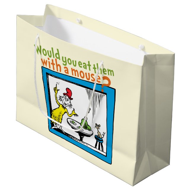 Würdest du sie mit einer Maus essen? Große Geschenktüte (Vorderseite Schrägansicht)