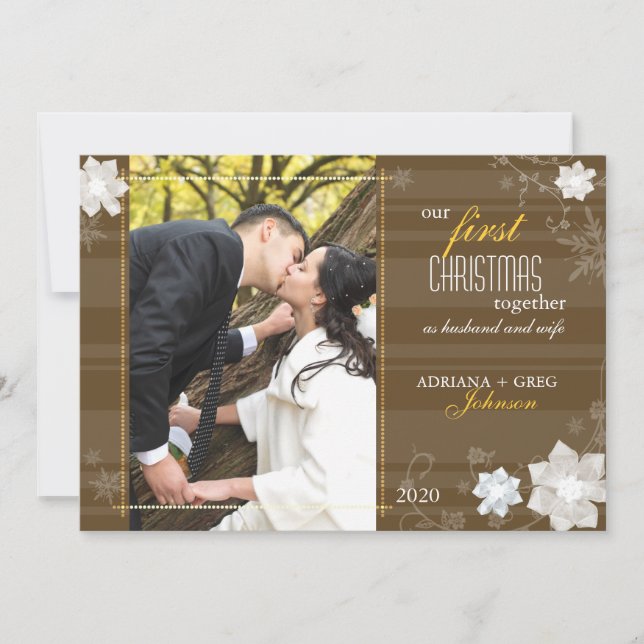 Würdevoll unser erstes Weihnachtszusammen Foto Feiertagskarte (Vorderseite)