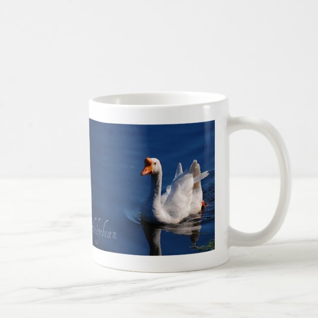 Würdevolle weiße Gans-Tasse Kaffeetasse (Rechts)