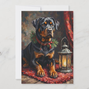 Würdevoller Rottweiler-Hund-Weihnachtslaterne Feiertagskarte