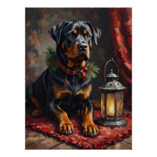 Würdevoller Rottweiler-Hund-Weihnachtslaterne Poster
